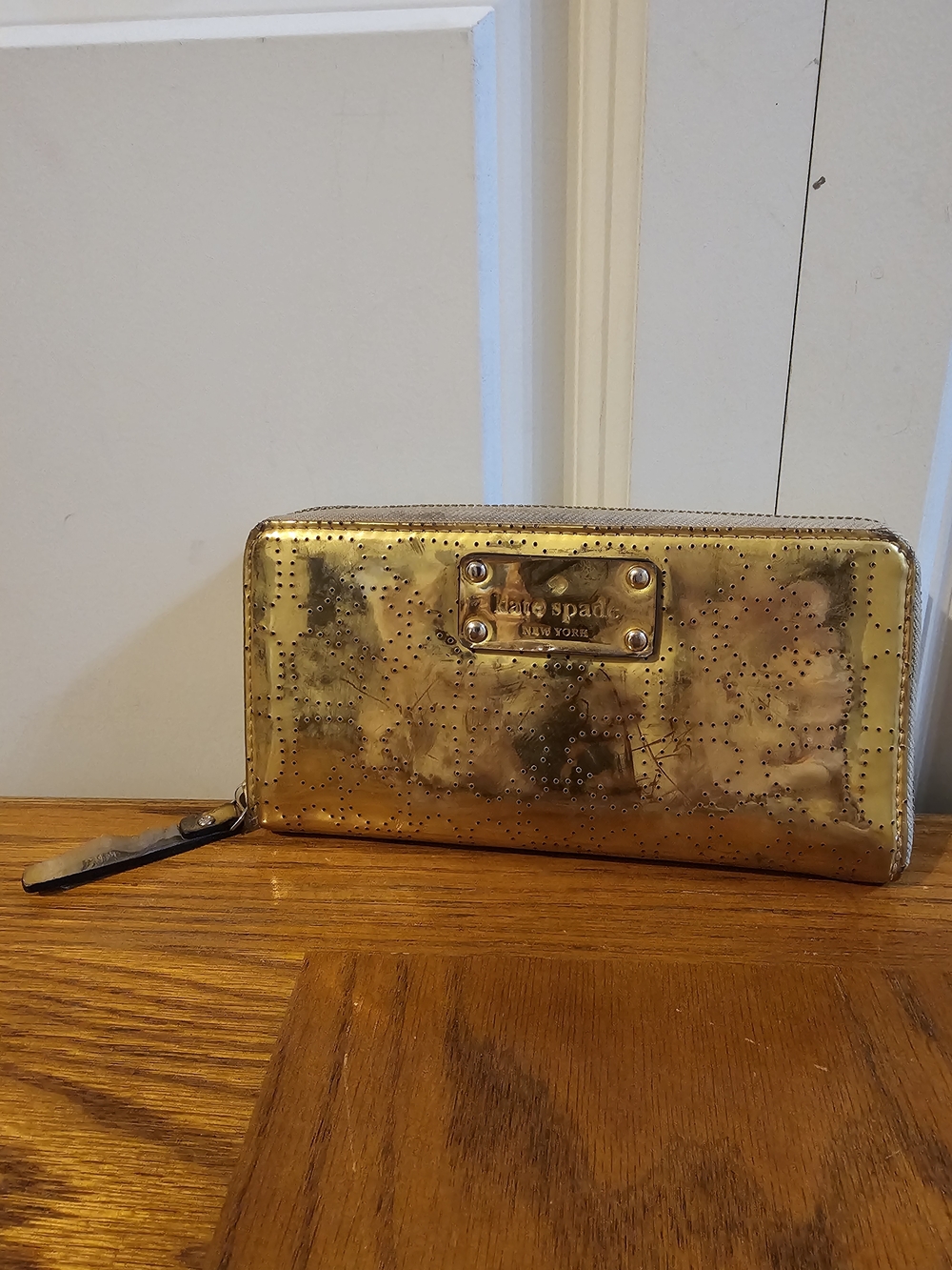 Kate Spade Gold Metallic Zip Around Wallet